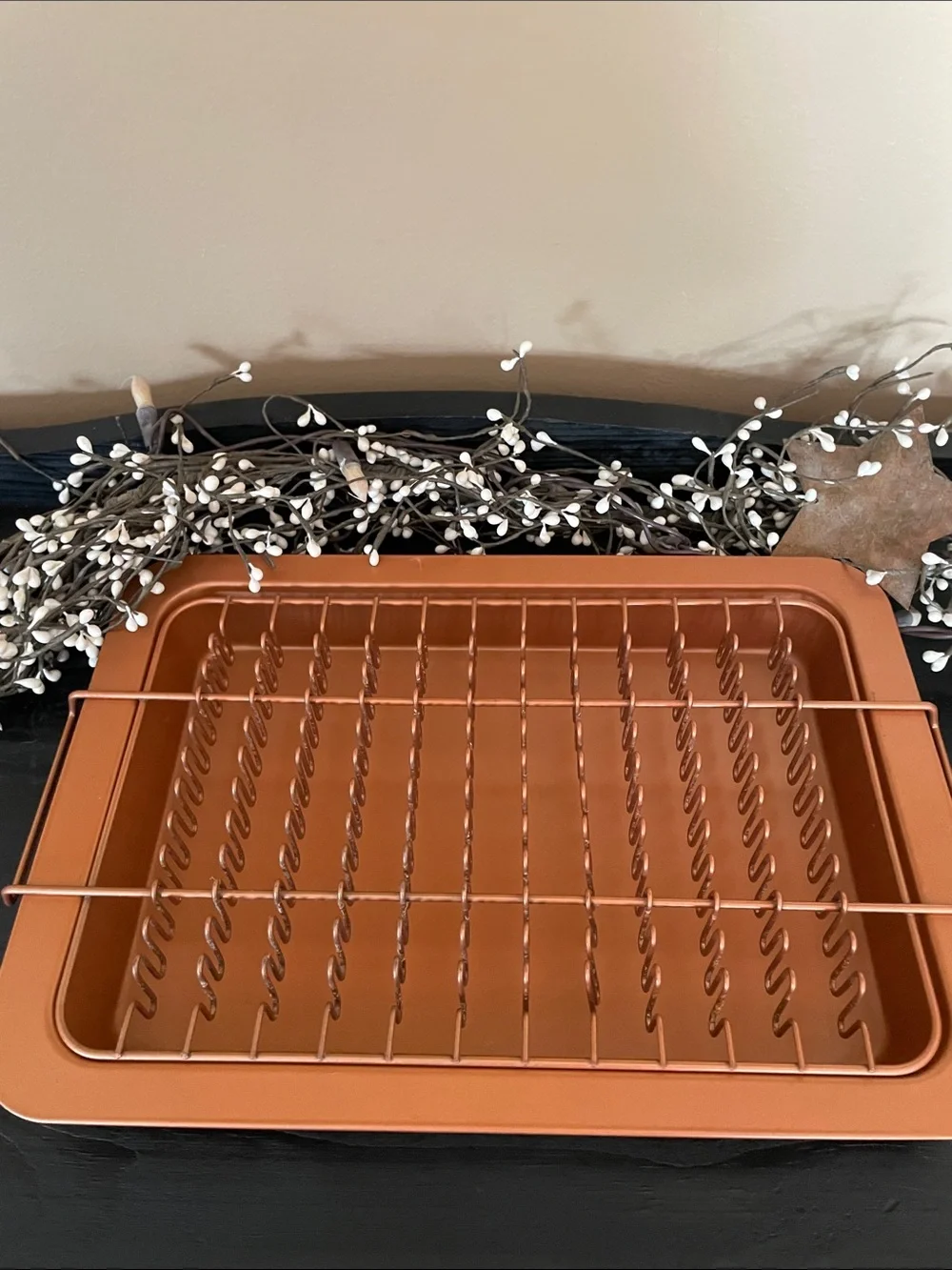 Copper Non-Stick Bacon Pan/Crisper with Removable Rack - 9”x13”
